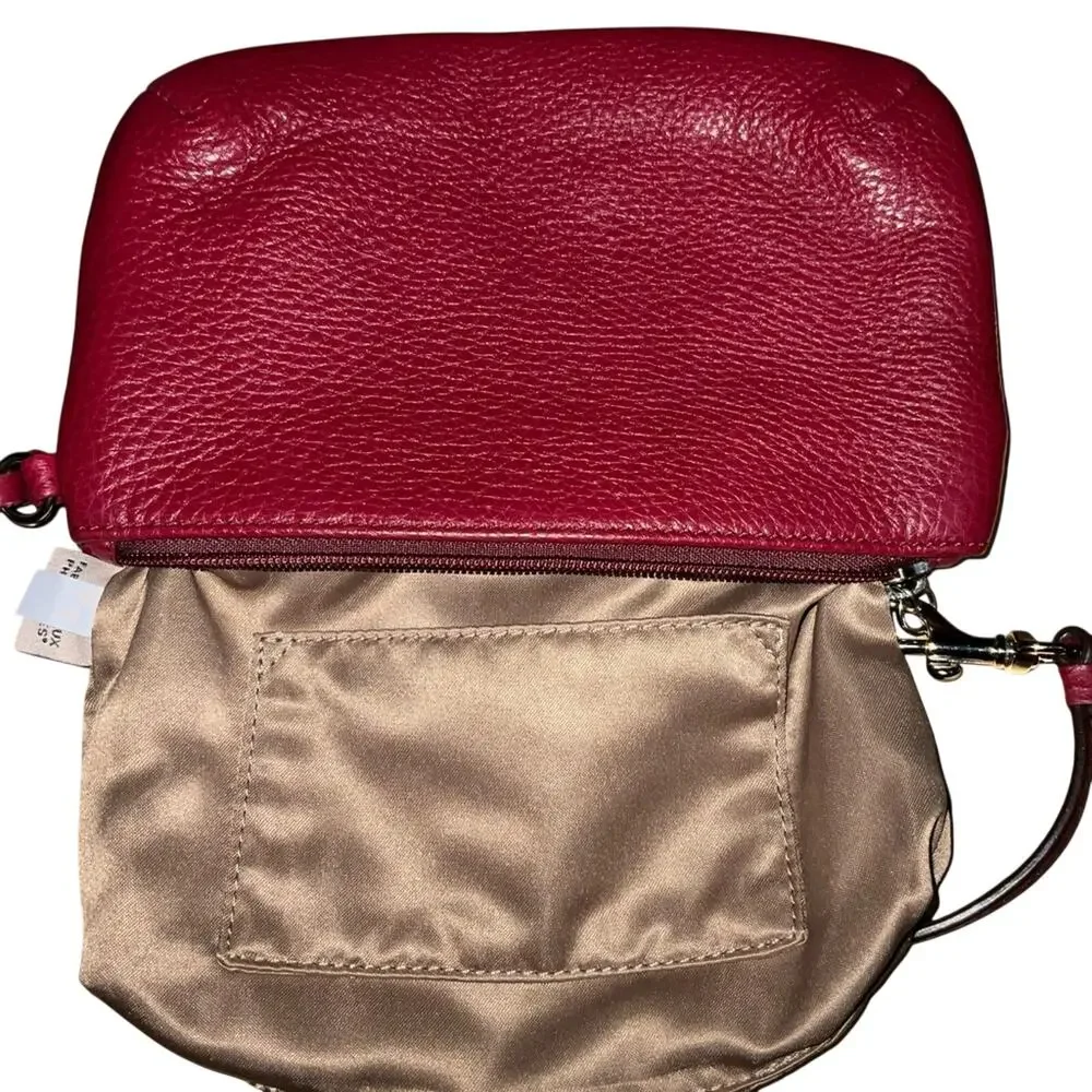 Coach Vintage Burgundy Pebbled Leather Park Medium Wristlet Wallet F51683 EUC